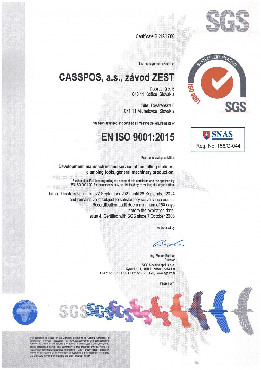 Certifkat SGS EN